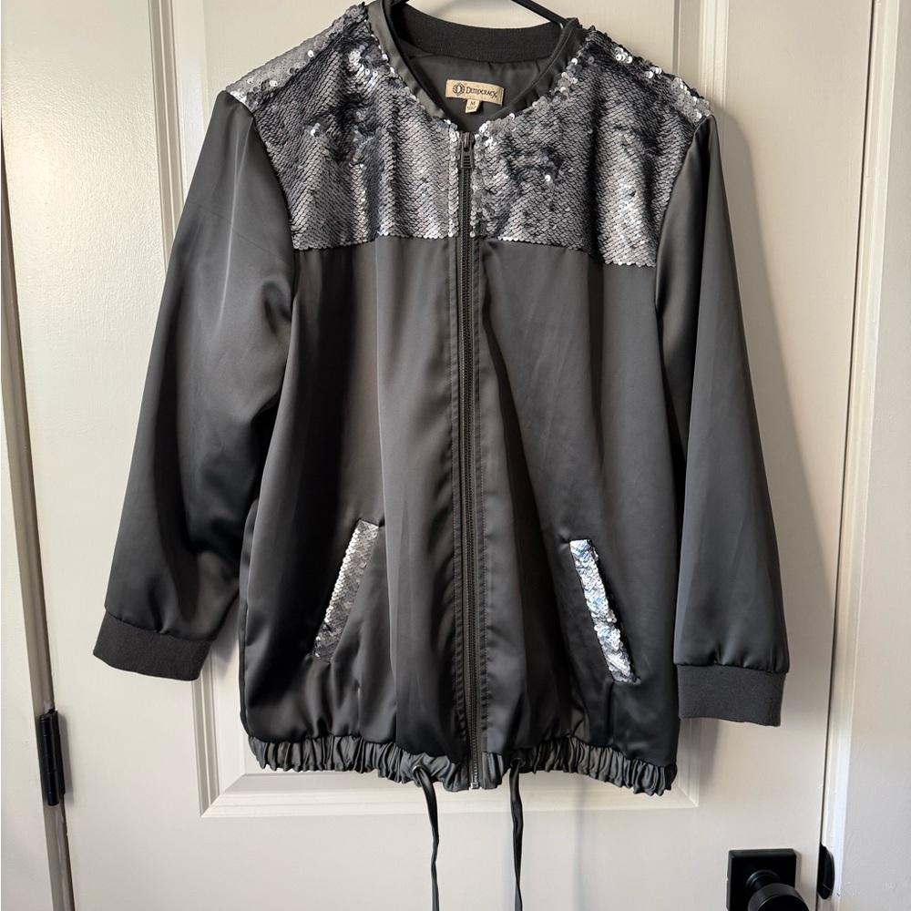 Democracy Metallic Green and Silver Sequin Jacket